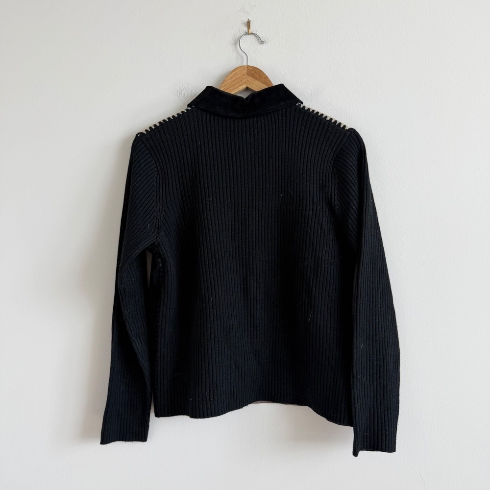 Vintage‎ Y2K Suede Patchwork Whipstitch Sweater Jacket Size Medium - Picture 8 of 9